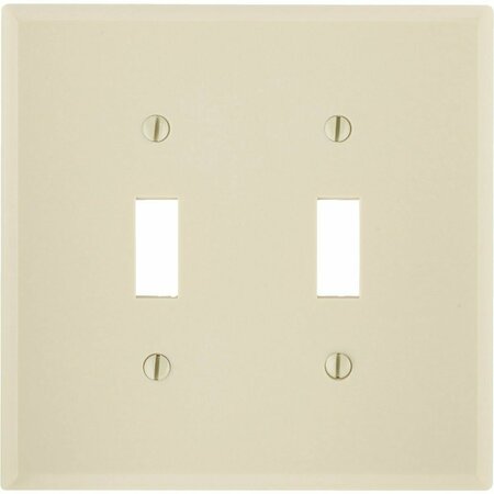 LEVITON 2-Gang Smooth Plastic Mid-Way Toggle Switch Wall Plate, Ivory 001-80509-00I